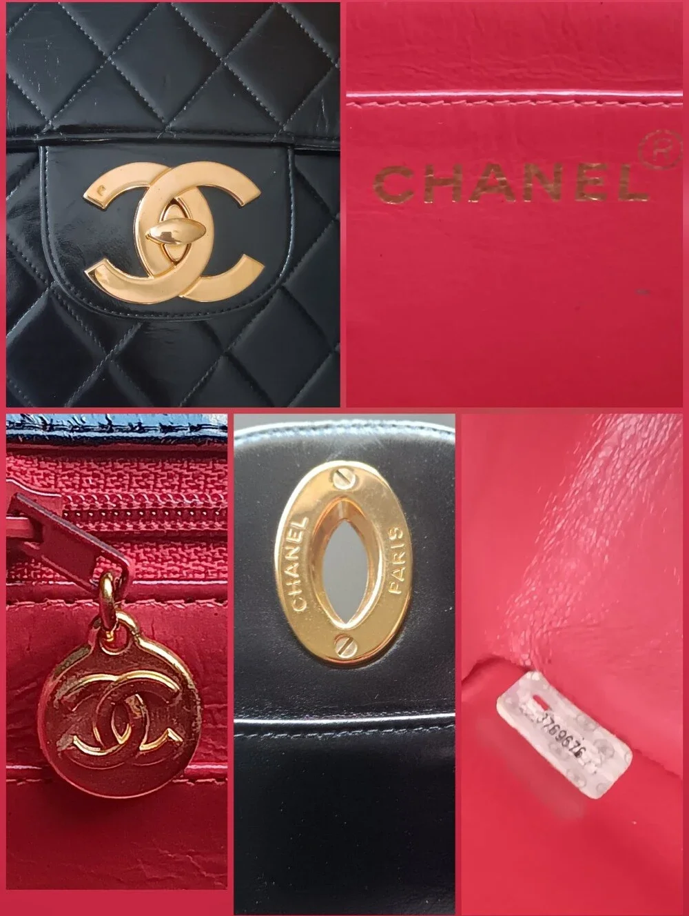 Chanel Vintage Jumbo Classic Flap Black Lambskin 24K Gold ✨ COA - Picture 11 of 15